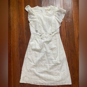 White cotton eyelet nursing dress